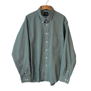 Eagle Button Down Shirt Mens 18 36/37 2XL Green Gingham Check Plaid Long Sleeve
